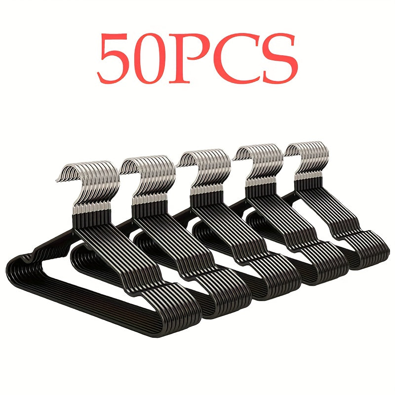 100pcs/50pcs/30pcs, High Manganese Steel Coated Non-slip Hangers, Thickened And Reinforced, Upgraded Weight Capacity, Waterproof And Rust-proof, for Home Use, Commercial Use, Closet Organization And Storage, Coat Hangers, Suit Hangers, Space-saving