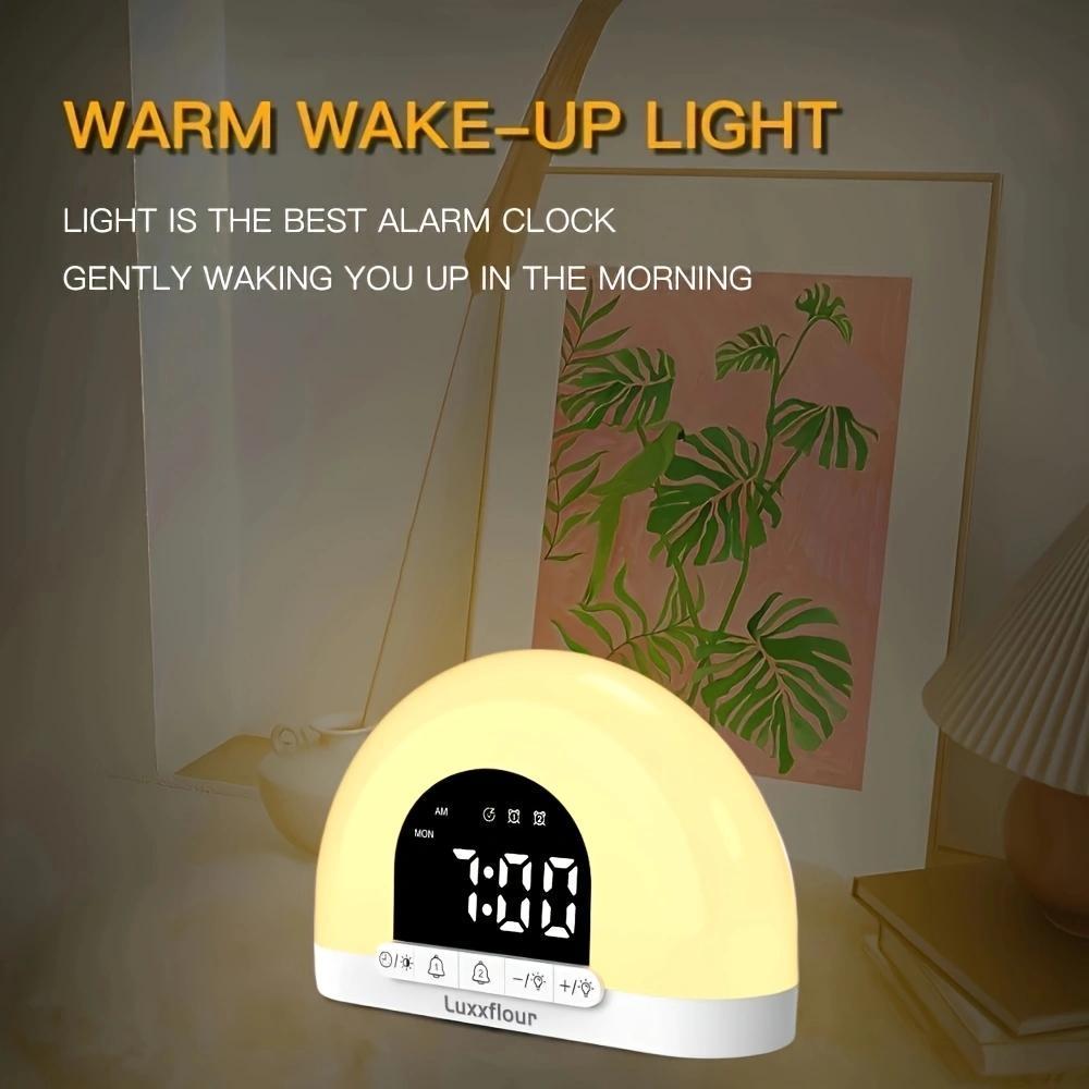 Luxxflour Sunrise Alarm Clock Light Atmosphere Lamp Dual Alarm Clock and Weekday Mode