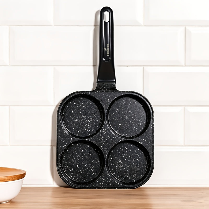 1pc Non-Stick Omelet Pan with Heat-Resistant Wooden Handle & Spray- Suitable for Eggs, Burgers, Skillet Meals - Dishwasher Frying Pan for Stoves, Compatible for Home Kitchen Cooking