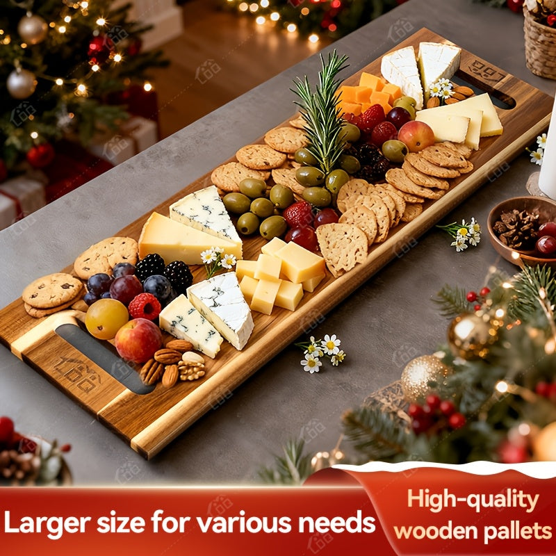 36X12 Inch Extra Large Acacia Wood Charcuterie Board & Cutting Board with Handles, 3Ft Rectangular Cheese Serving Platter for Meat Appetizers, Oversized Grazing Board Food Display Tray for Party Entertaining Housewarming Mother'S Day Gifts BBQ