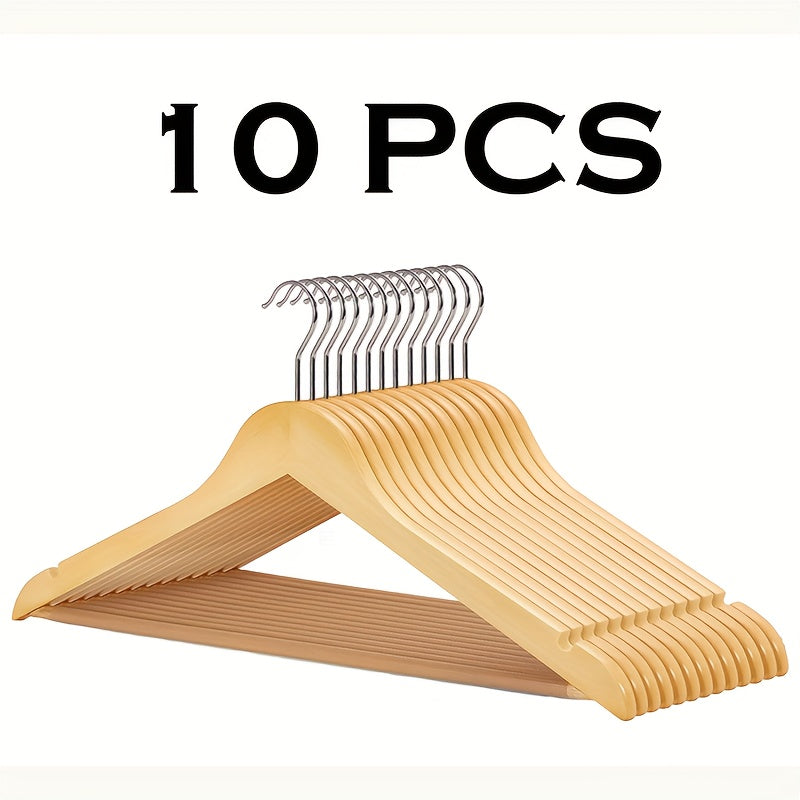 30/20/10pcs Heavy-Duty Solid Wood Clothes Hangers - Suitable for Heavy Coats, Jackets, Dresses - Space-Saving Sturdy Standalone Hangers Suitable for Home, Office, Hotel; Durable Wood Hangers for Wardrobe, Wood for Fashion Enthusiasts