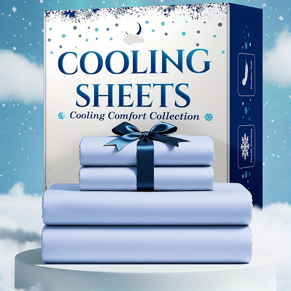 3/4pcs Bamboo Blend Cooling Bed Sheet Set - Kids Ultra Soft Breathable Sheets with Deep Pocket Fitted Sheet (18"-24" Height), Children, 2200 TC Cooling Fabric, Shrink & Wrinkle Resistant, for All-Season Comforter Fit, Hotel Luxury Christmas Gift