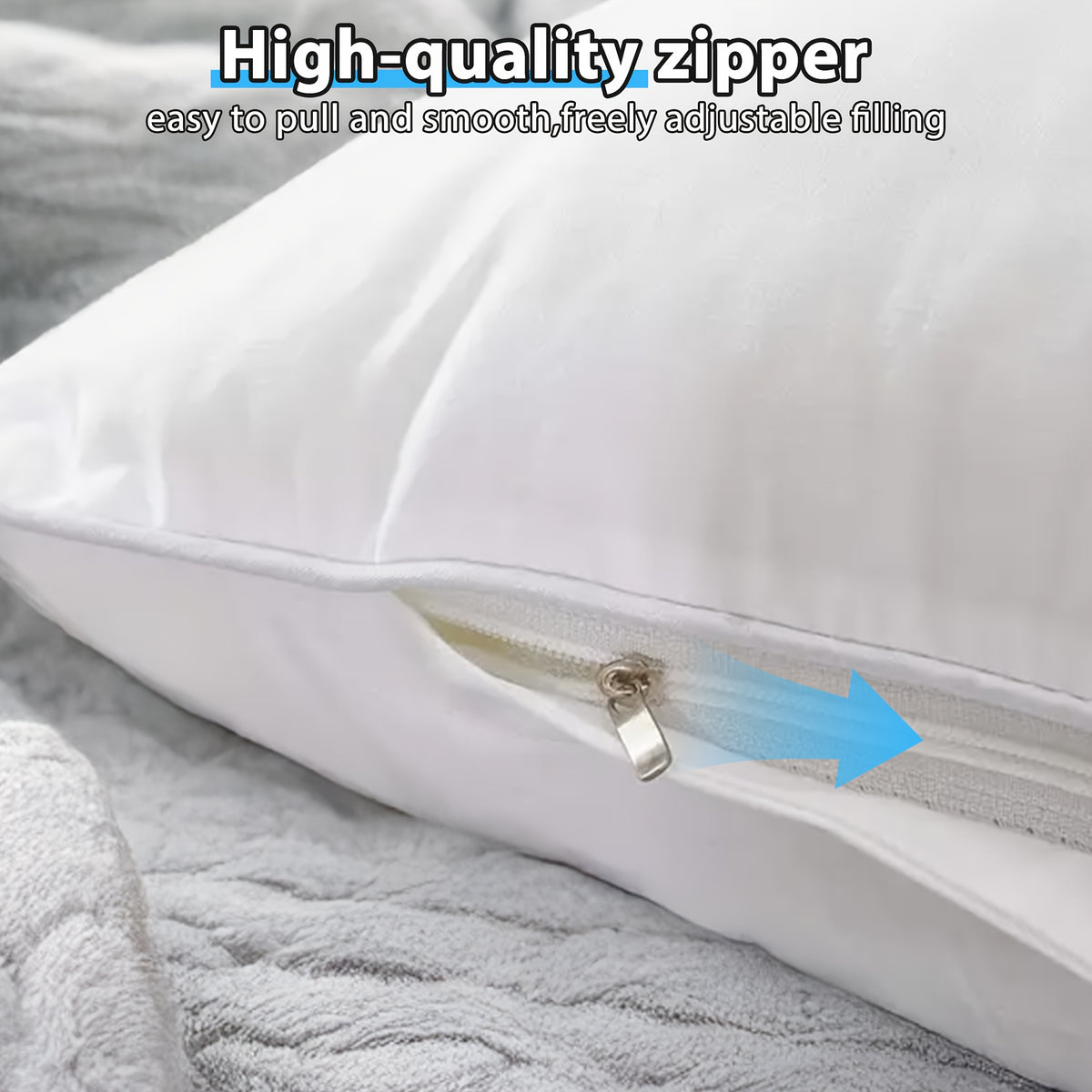 Zippered Pillow Inserts, 4-Pack Fluffy Polyester Cushion Fillers in Square and 12 x 20 Inch Rectangular Sizes, Machine Washable for Sofa and Bed