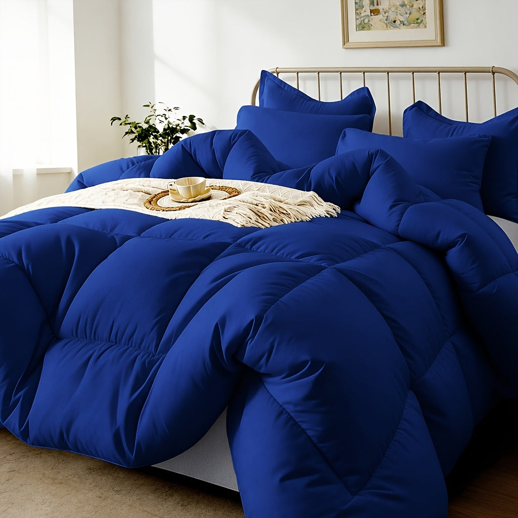 2/3pcs Solid-color Diamond-quilted Comforter Set. Easy Clean, Fabric Soft Breathable. Includes 1 Comforter, 1/2 Pillow Shams. Fits All Bed Sizes Matches Various Bedroom Decor. Suitable for All Seasons Ideal As A Gift, Include Random Color