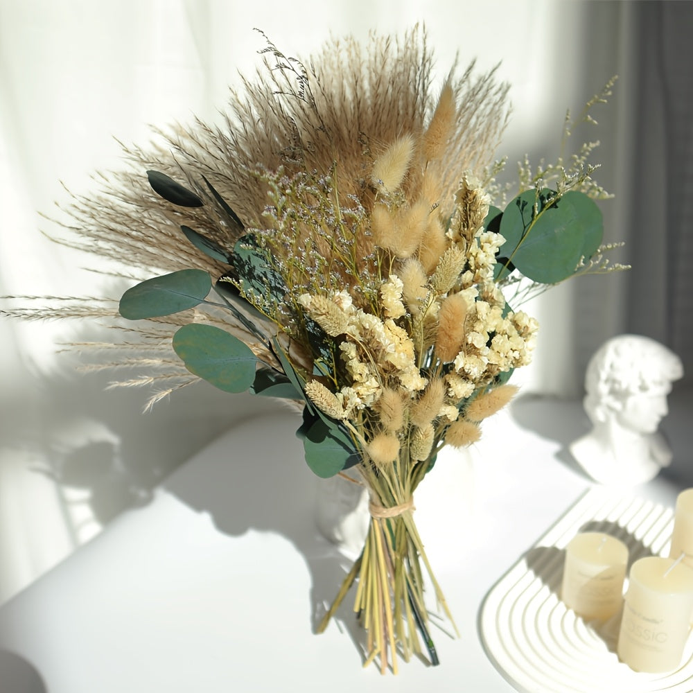 42pcs FORTUNATE FLOWERS Boho Pampas Grass Set, Olive Green Bathroom Decor And Boho Wedding Bouquets, Natural Dried Flower Decor - Unleash Your Creativity with Stylish, Versatile Dried Greenery & Greenhouse Decoration