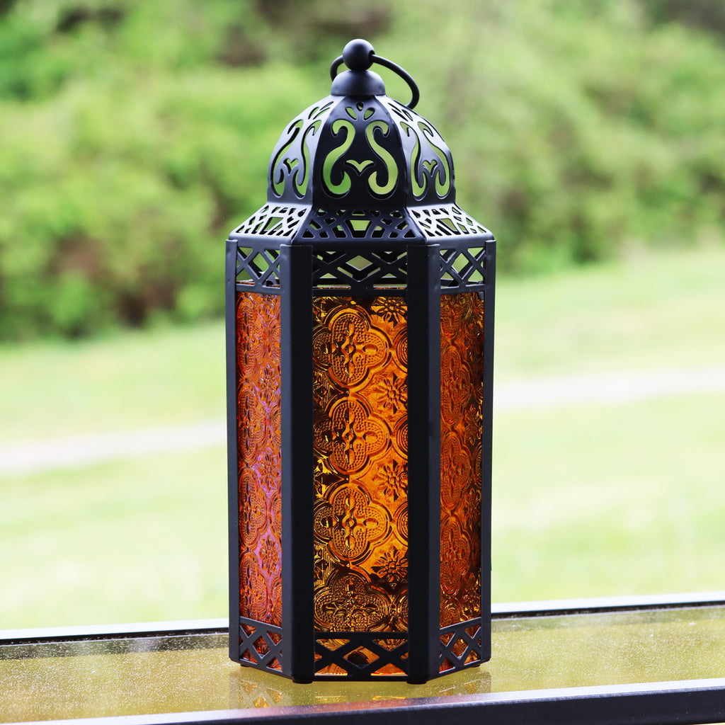 Decorative Moroccan Candle Lantern Holder, Medium, 10.5" Tall