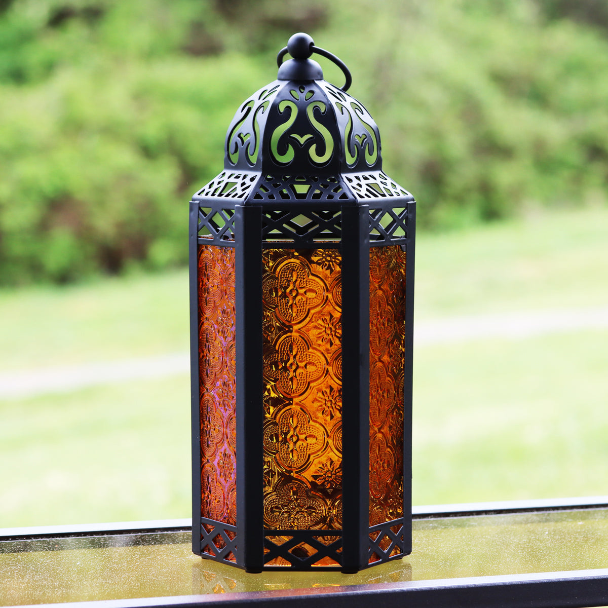 Decorative Moroccan Candle Lantern Holder, Medium, 10.5" Tall