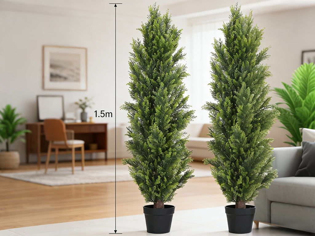 2-Pack Artificial Pine Tree, Faux Greenery Shaped Tree, Artificial Christmas Tree, Suitable for Indoor/Outdoor, Courtyard, Front Door