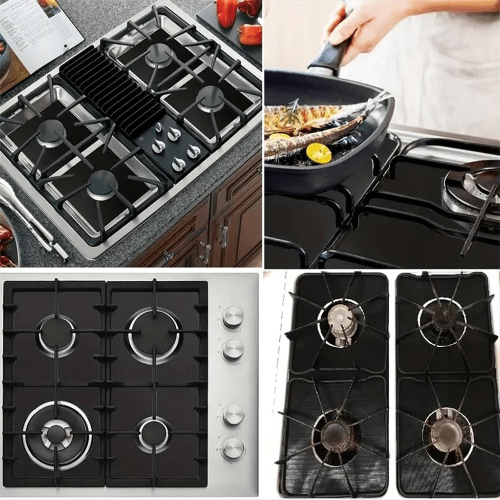 12pcs Teflon Gas Stove Protective Cover, 0.12mm Thick, Reusable, Non-stick, Quick Clean Kitchen/cooking Liner Kitchen Supplies Home Kitchen Supplies Outdoor Cooking Tool Protective Cover, Barbecue Mat