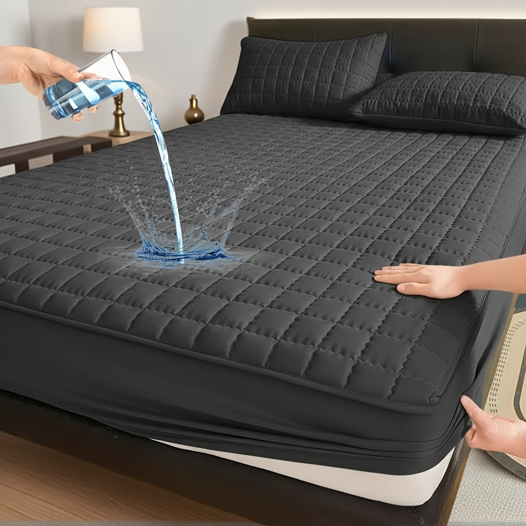 1pc Modern Soft Breathable Waterproof Bed Fitted Sheet - Lightweight, Fitted Mattress Protector For All Beds, Bedding Essentials, Minimalist Design (Excluding Pillowcases)