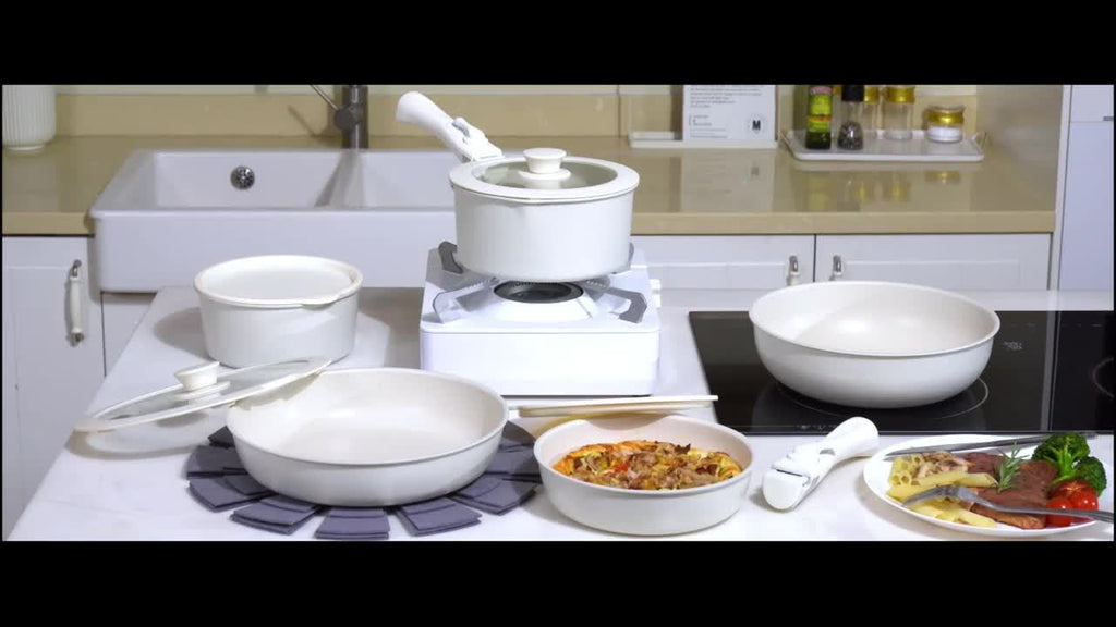 24pcs/7pcs/5pcs Cookware Set Non-Stick Pots & Pans Induction-Ready Kitchen Cookware Set Includes Skillet/Frying Pan/Soup Pot/Steak Pan Removable Handles Home & RV Kitchen Set Stackable Kitchen Accessories Easy To Clean Multiple Colors