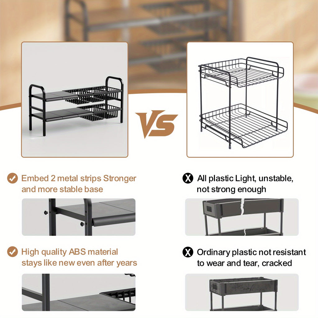 Kitchen Storage Rack, Bathroom Storage Rack, 1 Expandable Under Sink Organizer & Locker 2 Tier Cabinet Shelf Organizer with 5 Removable Panels 5 Baskets for Under Kitchen Bathroom Sink Organizer & Storage.Thanksgiving And Christmas Gifts