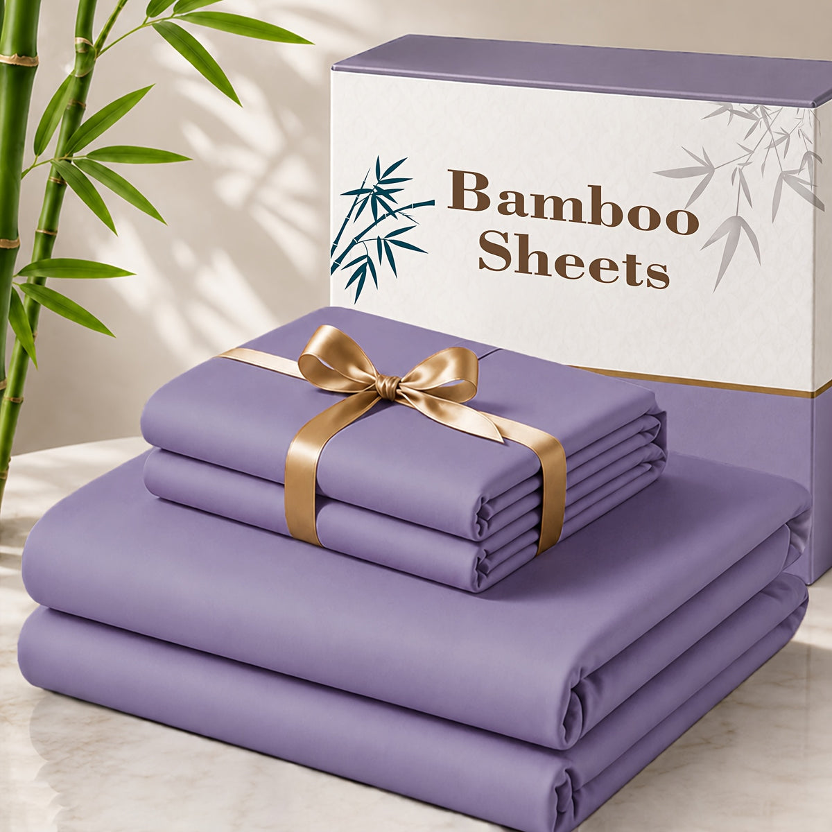 3/4pcs Cooling Bamboo Bed Sheet Set, 3000 TC Extra Deep Pocket 20 Inch Bed Sheet, Children Luxury Soft Hotel & Cooling Sheet Set for Hot Sleepers, Wrinkle And Shrink Resistant, Fitted Sheet And Flat Sheet And Pillowcases, Twin/Full/Queen/King
