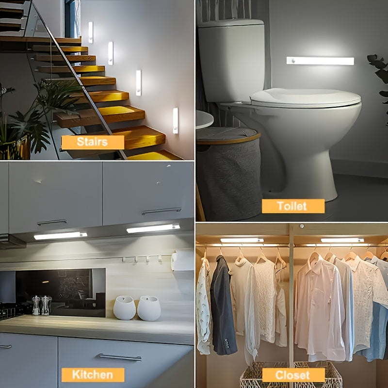 12-Pack Motion Sensor Under Cabinet Lights, USB Rechargeable Wireless LED Closet Lights, 3 Modes, Stick-On Night Lights for Kitchen, Bedroom, Stairs, Wardrobe, Pantry