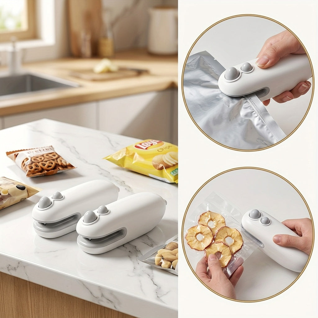 Buy 1 Get 1 Free, Total Of 2pcs Mini Bag Sealer, USB-C Rechargeable Bag Sealer, 2 In 1 Bag Sealer Heat Seal With Cutter And Magnet, Mini Bag Resealer Machine For Plastic Bags Snack Bags, Snacks Bag Sealer, Heat Sealer