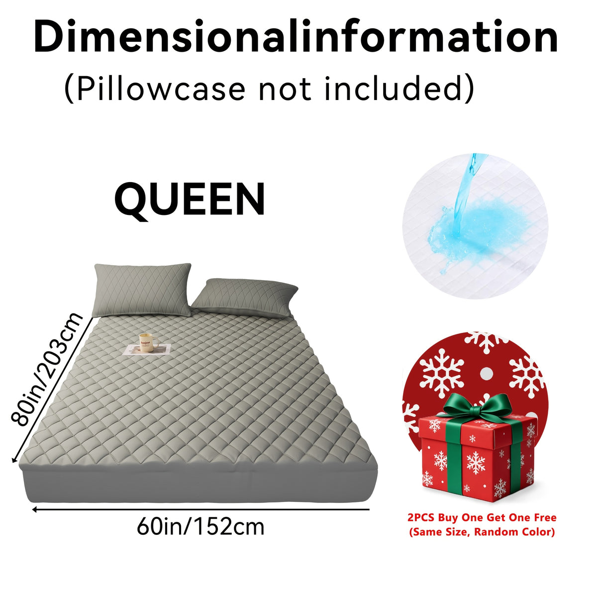 Buy One, Get One Free, 2pcs (Any One Color + Another Random Color) Non-Slip Mattress Protector, Luxury Bed Cover With Deep Pocket, Bed Bug Mattress Protector, Queen And King Sizes, Suitable For Hotel, Dorm Essentials, Father'S Day Gift For Family An