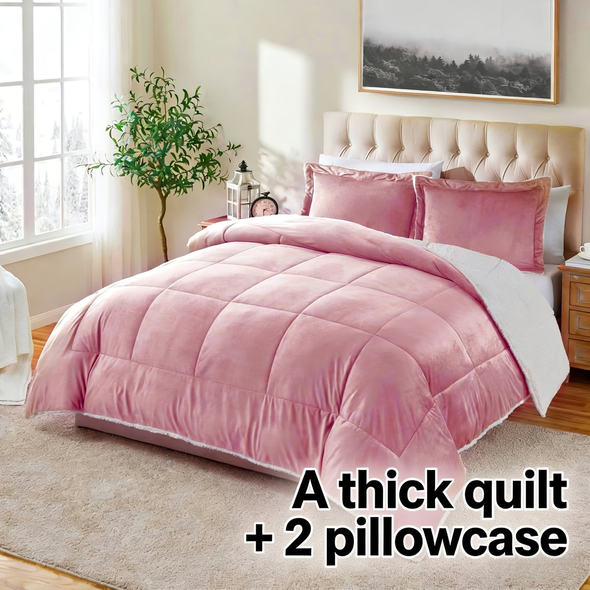 2/3 Pc Sherpa Fleece Blanket for Sofa and Bed, Extra Thick Plush Microfiber, Lightweight Reversible Soft Cozy Warm Luxury Bed Blanket, Single Double Bed Size