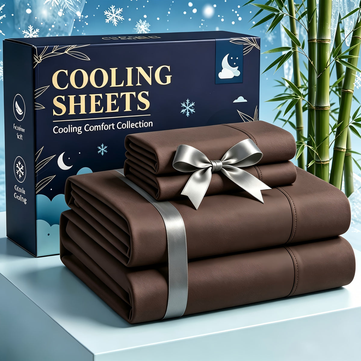 4pcs Cooling bedding - Extra Deep Pocket Breathable And Cooling - Suitable for Hot Sleepers And Sweats, Children Pillowcases, Flat Sheet And Fitted Sheet - A Perfect Gift for Family, Queen And King Sizes, Day Delivery - Random Color