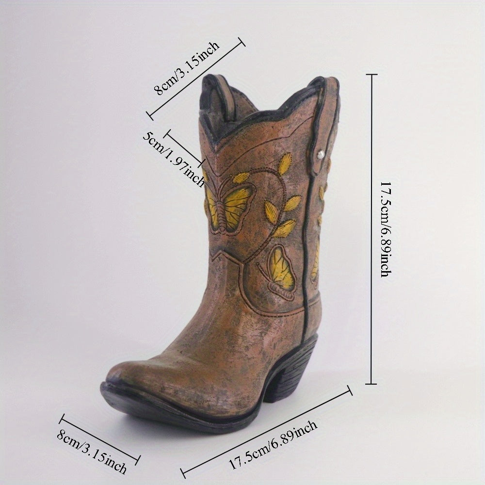 Creative Resin Vase Ornaments Western Cowboy Boots Hydroponic Flower Arrangement Container Living Room Light Luxury Home Decoration