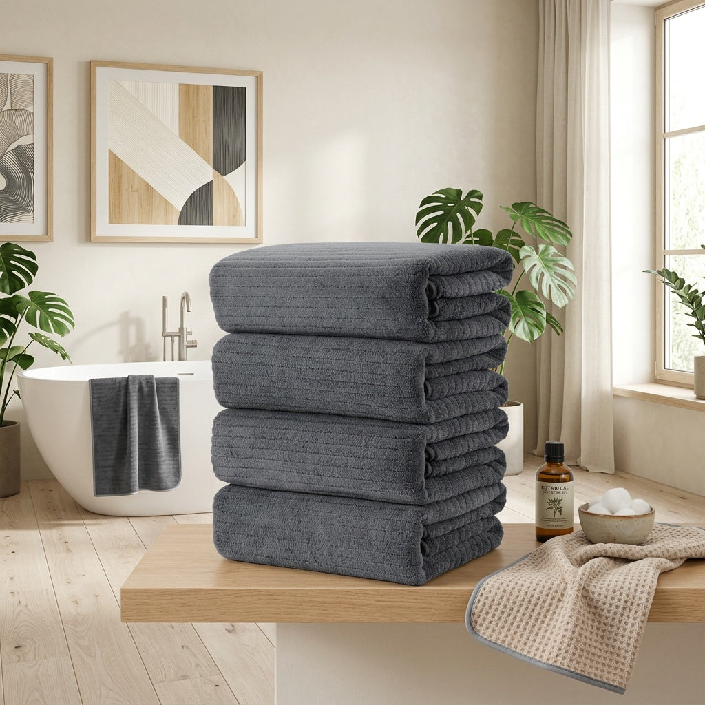 4 Pack Extra Large Bath Sheet, 35"x70" Inch Ultra Soft Fluffy Towel, Oversized Bath Towel Set, Premium Microfiber Bathroom Towel Set Highly Absorbent Quick Dry Shower Towel for Bathroom, Hotel, Spa
