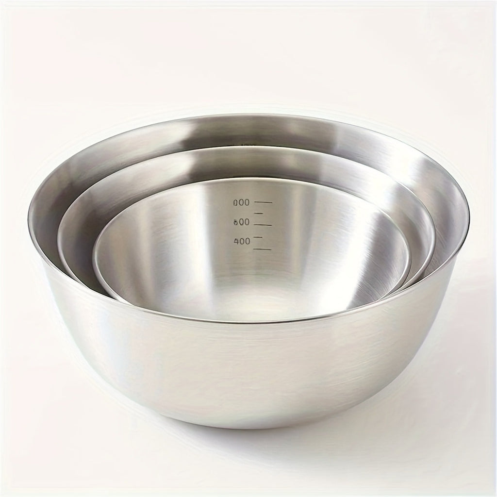 [3pcs Stainless Steel Bowls] 3pcs Stainless Steel Cooking Mixing Bowls for Baking and Home Use, Thickening Mixing and Kneading Bowls, Suitable for Whisking, Salad Making, and Baking