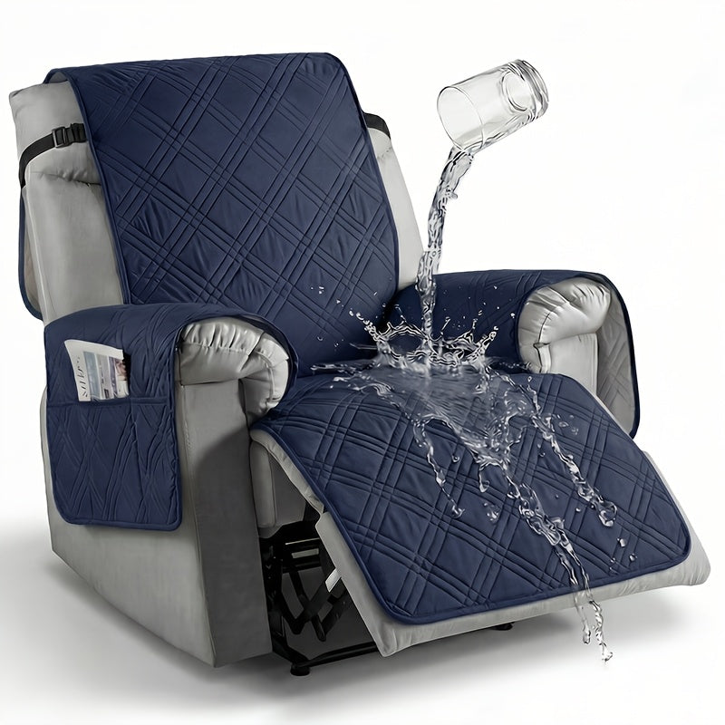 1pc Recliner Cover Sofa Cover, with Pocket Anti Slip Sofa Cushion, Pet Furniture Protective Cover, Quilted Sofa Recliner Cover with Elastic Band, Sofa Protective Cover, Sofa Accessories, Easy to Install, Random ColorShipped From 4 Assorted Colors.
