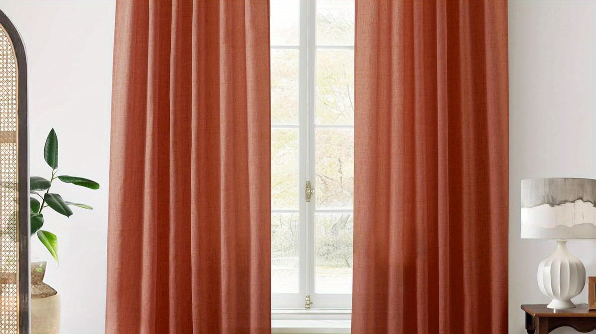 4 Panels Natural Linen Curtains for Living Room Semi Sheer Farmhouse Real Flax Rod Pocket Back Tab Boho Rustic Light Filtering Window Drapes for Bedroom Privacy Assured