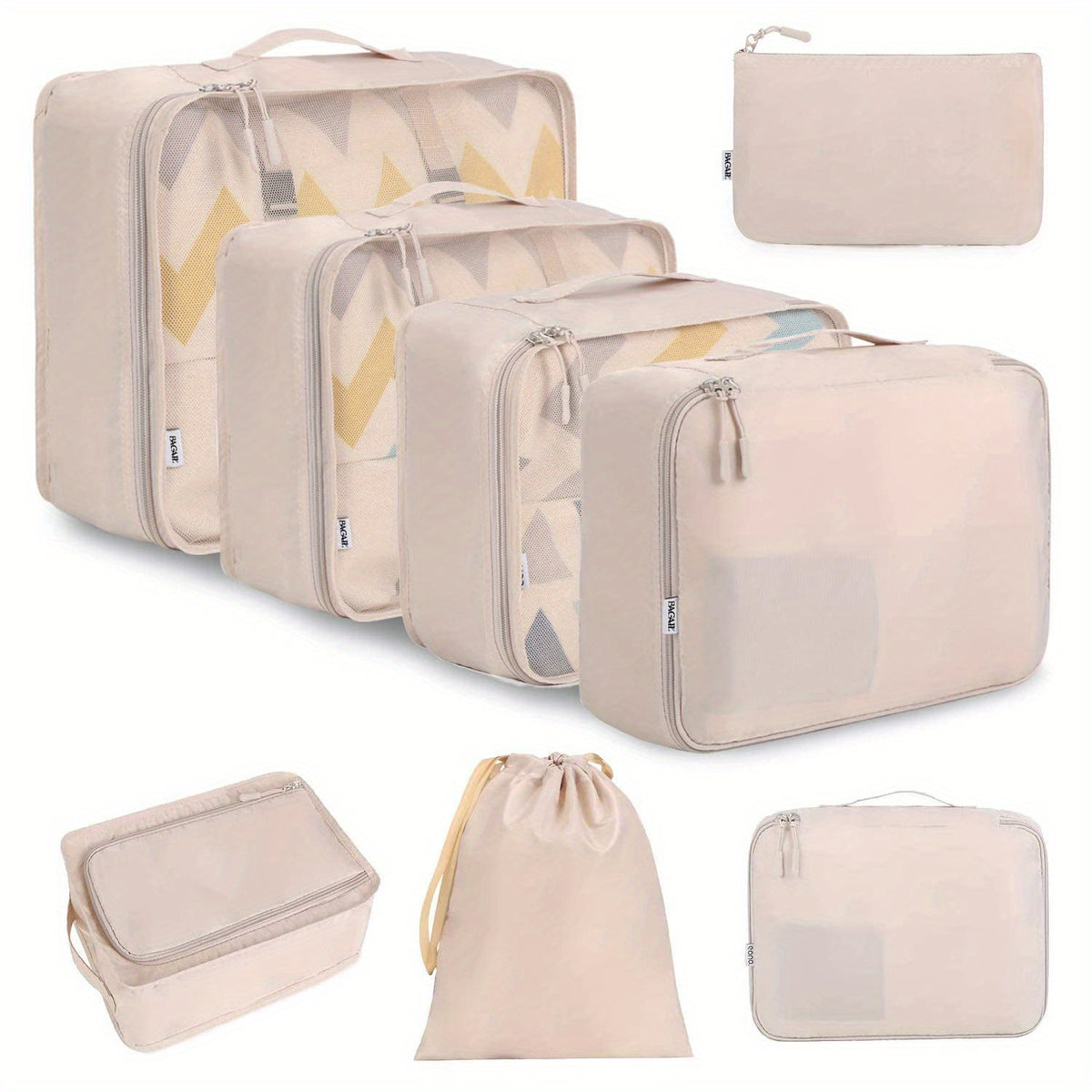 8pcs/ Set Packing Cubes for Suitcases, Travel Luggage Packing Organizers, Closet Storage, Under-Bed Storage, Storage Trunks, Compression Storage Shoe Bag, Clothing Underwear Bag, for Man & Women, Under-Bed Storage