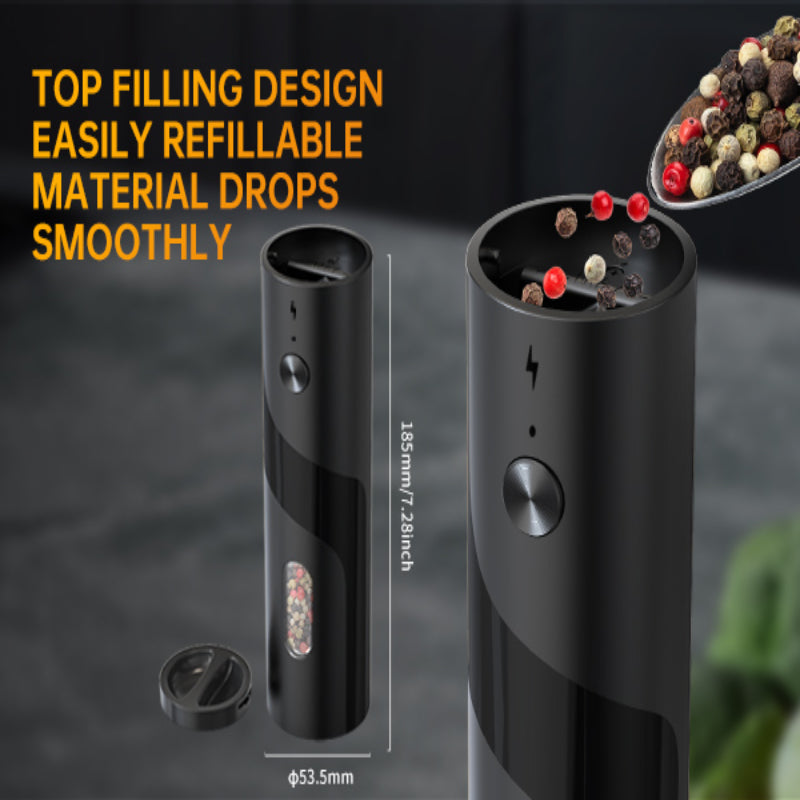 [Electric Spice Grinder] 1/2pcs Salt And Pepper Seasoning Bottles Electric Grinder Kitchen Electric Spice Grinder With Grinding Inspection Light Top-Filling Large Capacity Two-Piece Set With Charging Base Electric Spice Grinder Gift Set Preferred Kitchen
