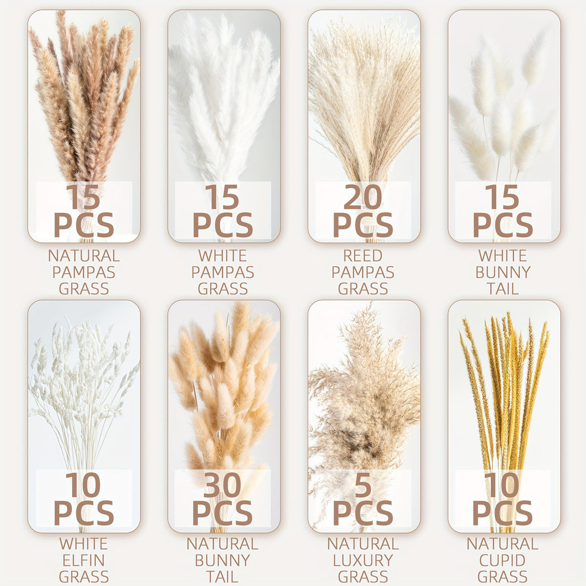 120pcs Natural Pampas Grass Decor Bouquet | Boho Dried Floral Arrangement Centerpiece Table Decor Wedding Decor Rustic Decor