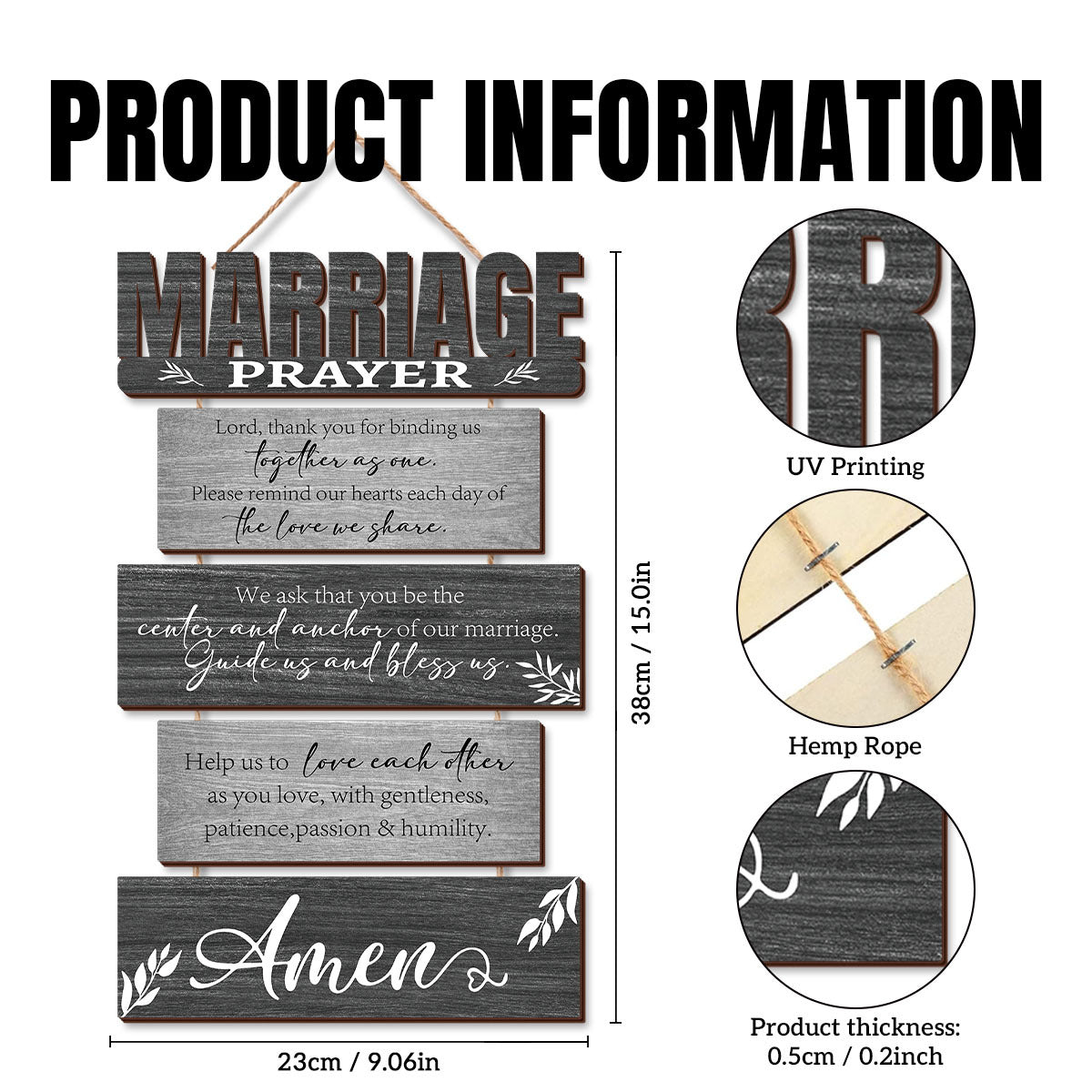 1 Set Wall Decor for Living Room-Wall Hangings for Home/ Wall Decoration Items for Living Room, Wall Art, Bedroom Wall Decor-Marrige Prayer Sign-Autumn Halloween Thanksgiving Winter Christmas Decor for Couple Wife Husband-Vintage Exquisite Wall Decor