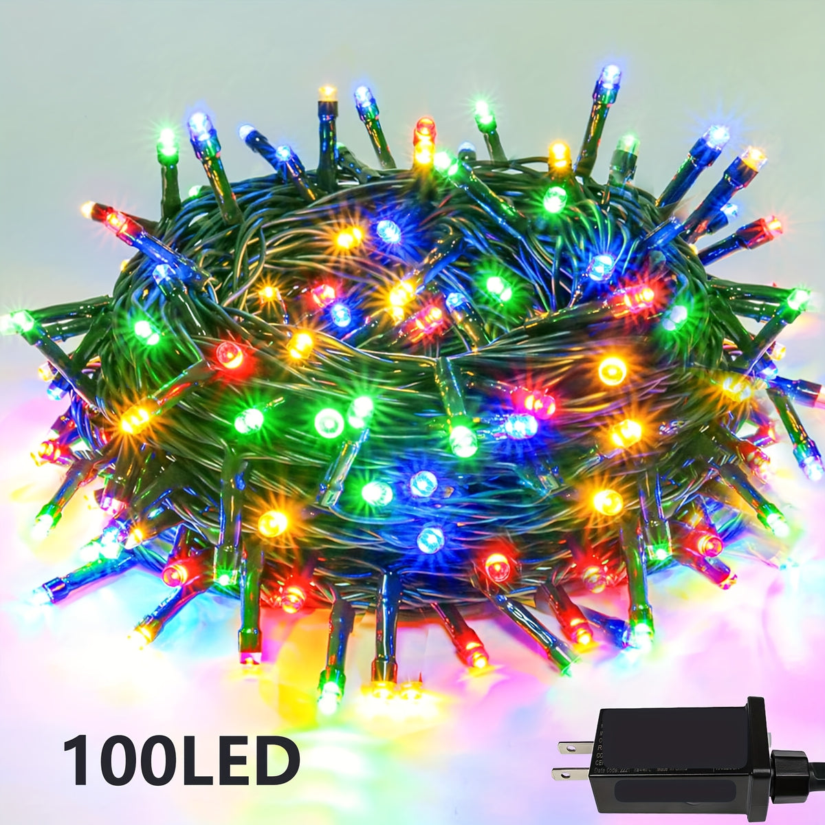 Outdoor And Indoor LED Christmas Lights in Multi-Color Options, Available in 100, 200, 300, And 500 Counts. Features a Green Wire, Memory Function, Timer, And 8 Modes. These Super Bright Lights Are IP44, Perfect for Holiday Parties, Gardens
