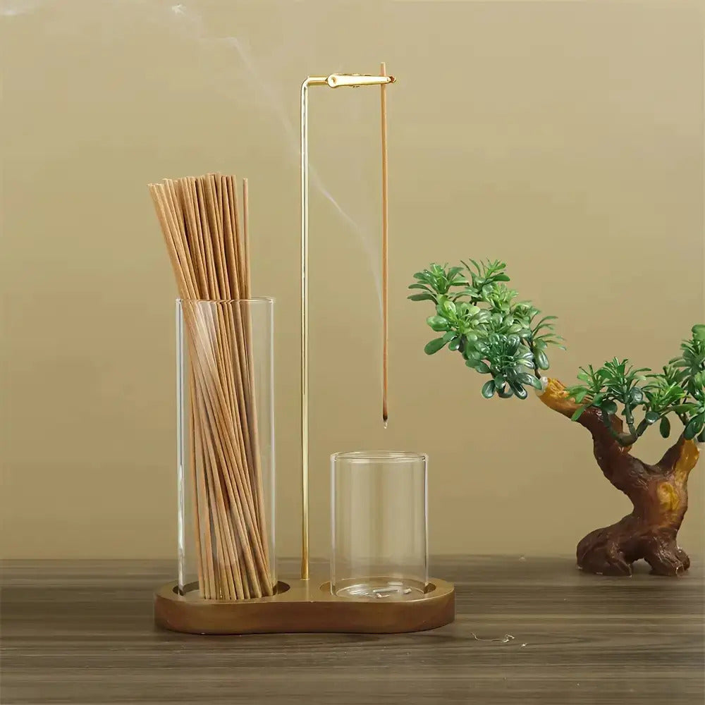2-in-1 Glass Incense Burner with Removable Ash Collector and Candle Holder- Suitable for Meditation, Yoga, Tea Spaces, and Home Decor- A Practical Tool for Relaxation and Spiritual Practice