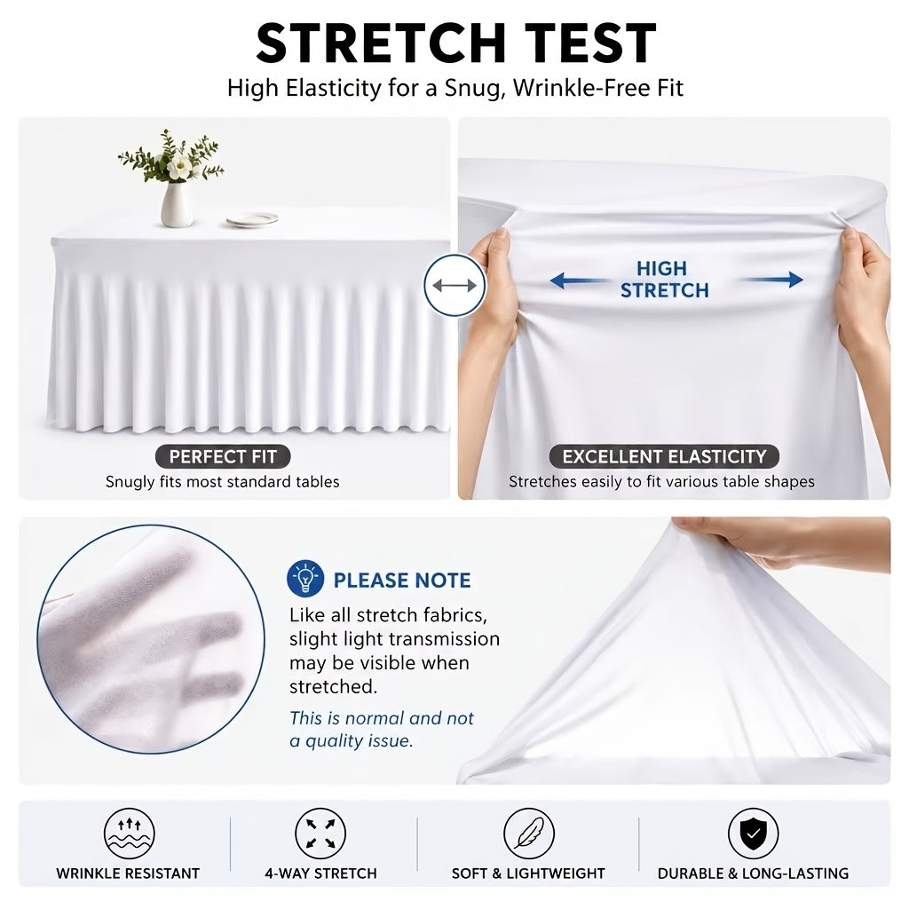 1pc/2pcs/4pcs Table Skirts, 4Ft/6Ft Table Cloth, Black/White Table Cloth Rectangle, for Rectangle Tables, Table Skirts for Rectangle Tables, Tulle Table Skirt, for Birthday, Graduation Ceremonies, Family Dinners, And Christmas