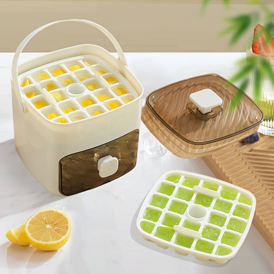 Ice Mold Designed for Making Ice at Home, 48-Compartment Cube of Ice Mold, Novelty Cube of Ice Tray with Lid, Easy Capping - Double Layer, Food Grade Plastic Storage Tray - Portable Design for Beverages, Tea & Coffee, Essential Kitchen Gadget