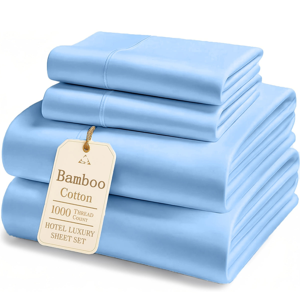 Bamboo Cooling Fitted & Flat Sheet Bedding Suitable for Hot Sleepers, Wrinkle-Resistant & Moisture-Wicking Bamboo Fiber, Deep Pocket Hotel Grade Bed Sheets with Double-Stitched Edges, Machine Washable for - for