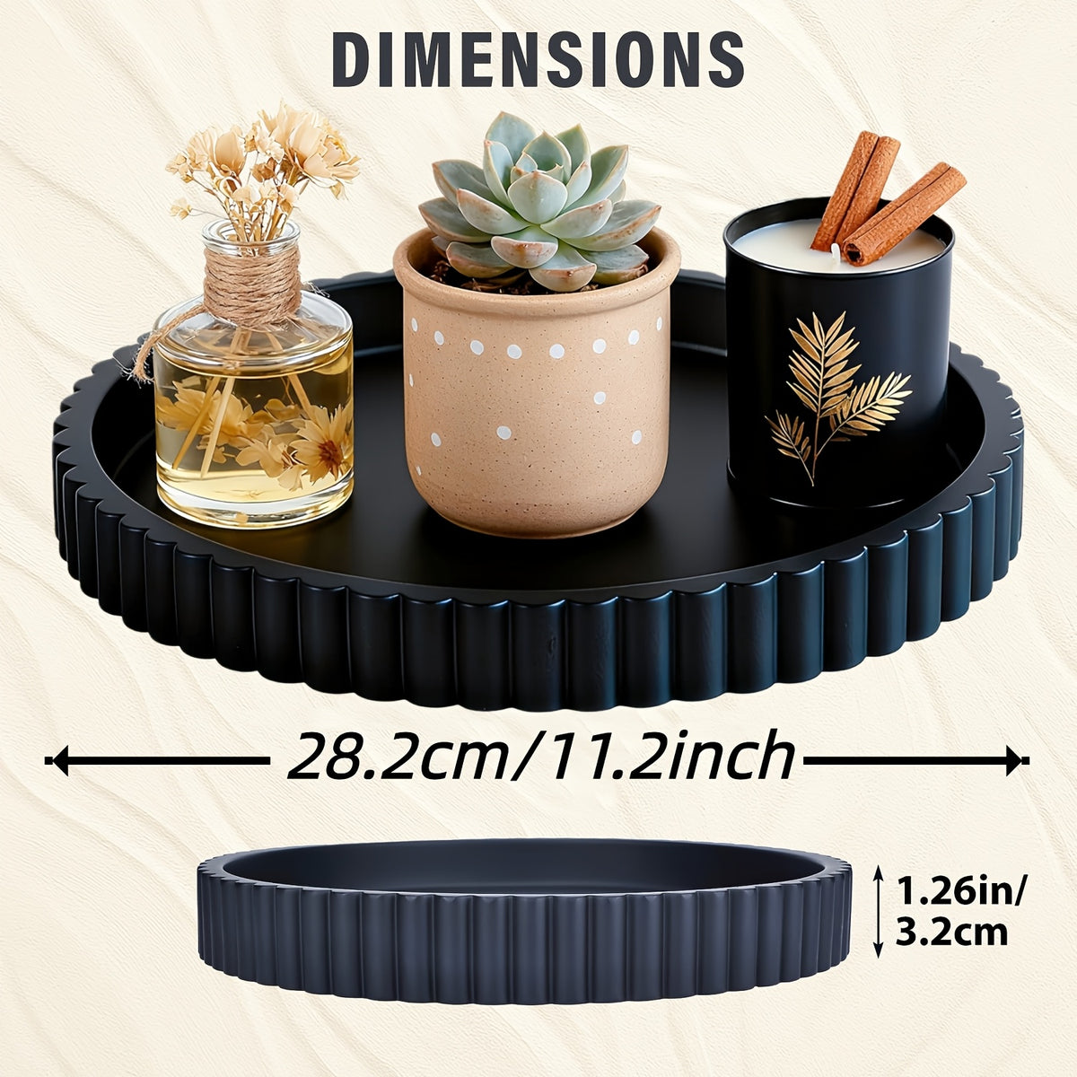 Decorative Tray For Coffee Table, Living Room, Side Table, 11" Round Wood Fall Home Decor Serving Trays For Accent Table, Console Table, Multipurpose Tabletop Jewelry Organizer, Jewelry Trays, Diamond Painting Storage, Christmas Decorations Gifts (N