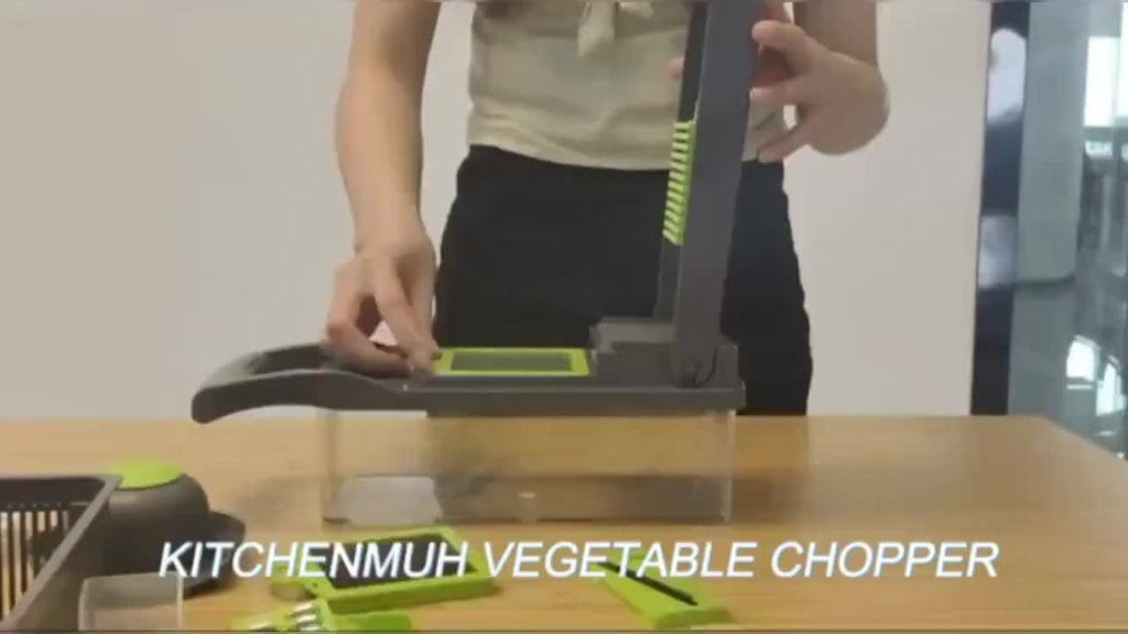 14-in-1 Multifunctional Vegetable Chopper with Large Capacity Collector | Stainless Steel Blades, Manual Operation, Includes Egg Separator, Easy to Clean, Ideal for Dicing, Slicing, and Grating Vegetables and Fruits
