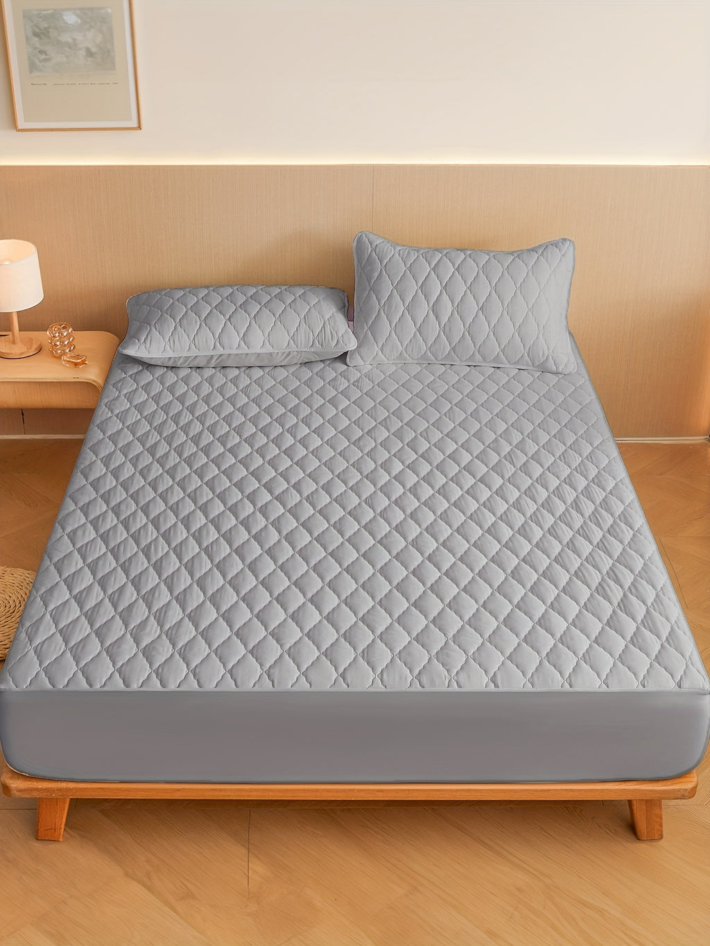 Embossed Mattress Protector with 12 Inch Pocket, Solid Color Fitted Bed Cover in Twin Full Queen and King Sizes, Seven Colors, No Pillowcases