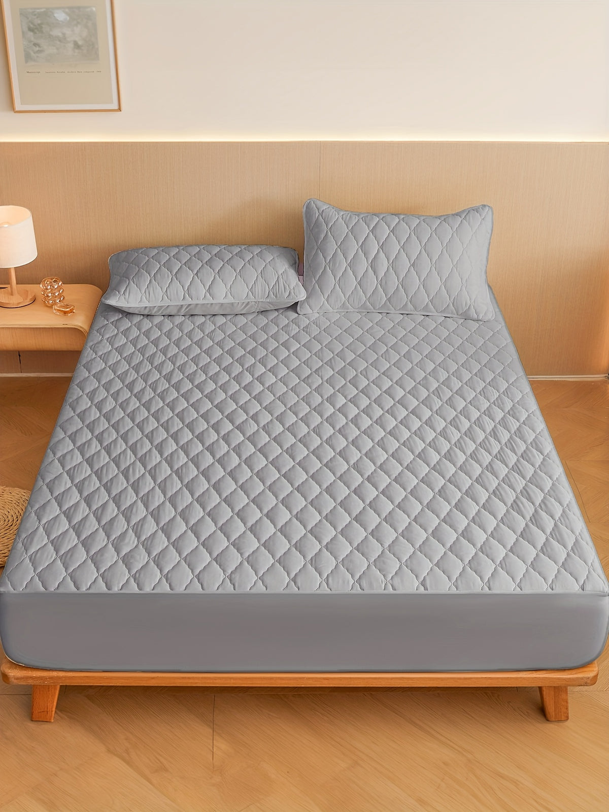 Embossed Mattress Protector with 12 Inch Pocket, Solid Color Fitted Bed Cover in Twin Full Queen and King Sizes, Seven Colors, No Pillowcases