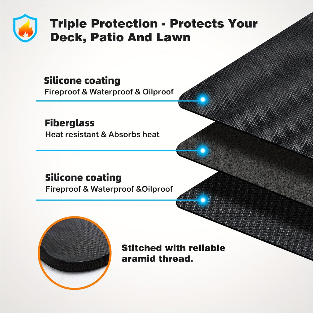 76x 51 Inch Large Grill Mat For Outdoor Grill, Fireproof Waterproof Oil-Proof BBQ Mat For Deck, Patio, Lawn, Or Indoor Fireplace, Easy To Clean Under Grill Protector For Fire Pit And Smoker