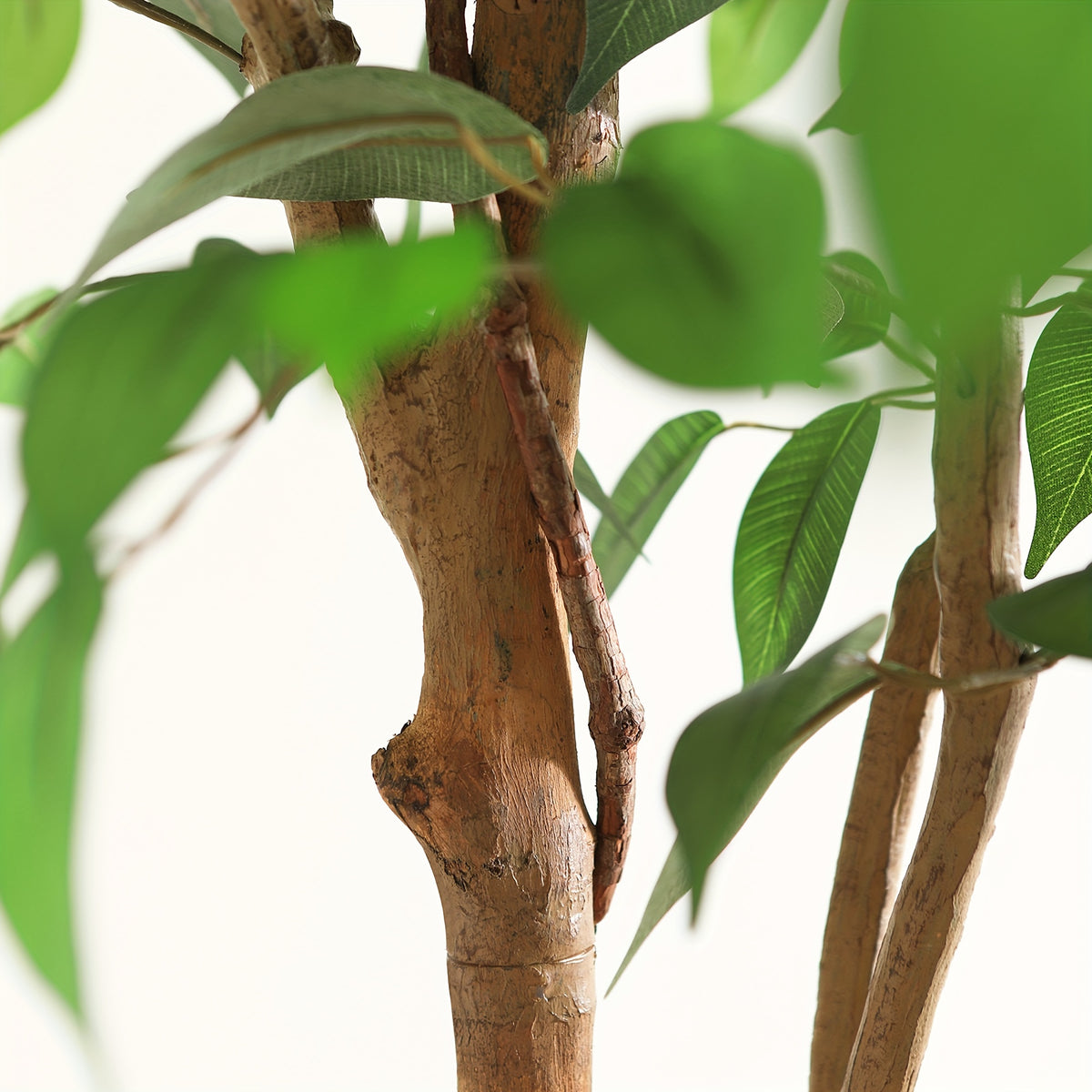 Tall Artificial Ficus Tree - Fake Greenery Potted Plant with Natural Wood Trunk And Lifelike Leaves-Elegant Indoor Outdoor Living Room Home Decor