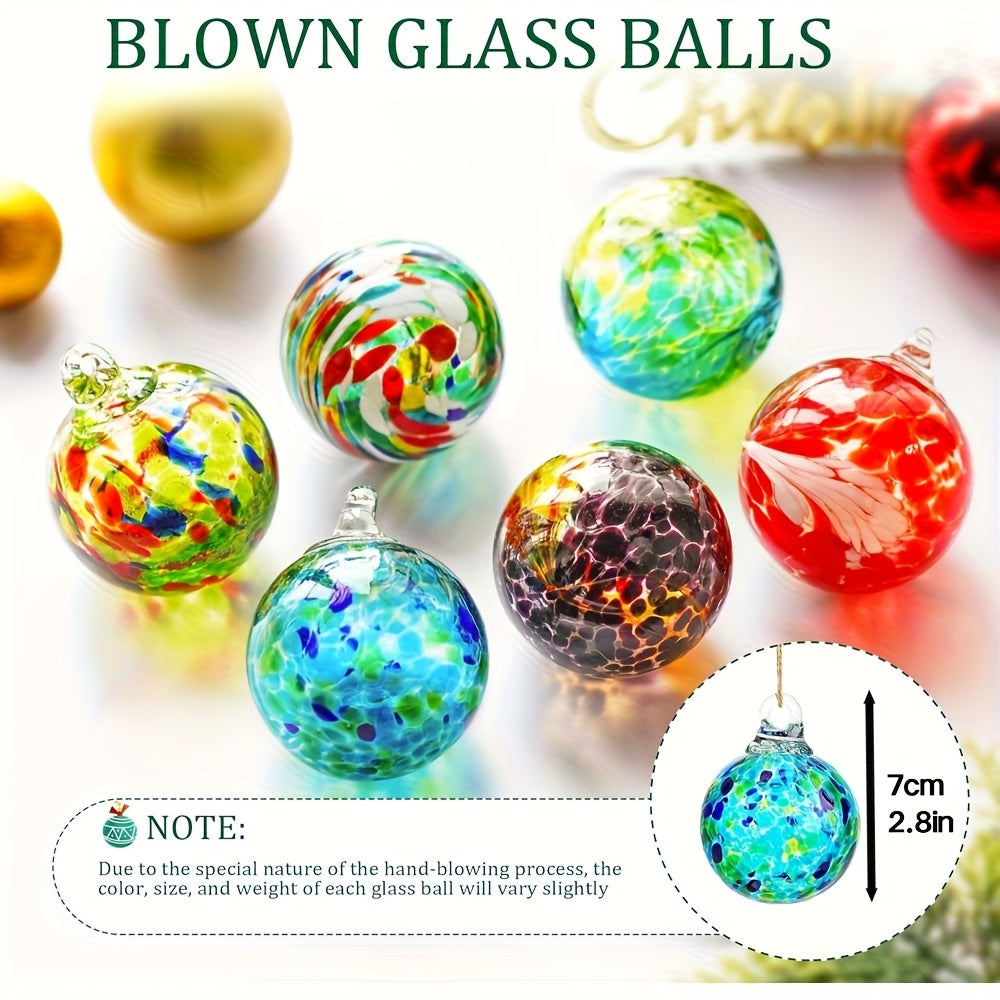 Set 6 Hand-Blown Christmas Ornaments Balls Hanging Balls Witches Gazing for Home Window Garden Patio Xmas Christmas Tree- Valentine'S Day, Easter Gift for Mom, Wife, Women, for friends