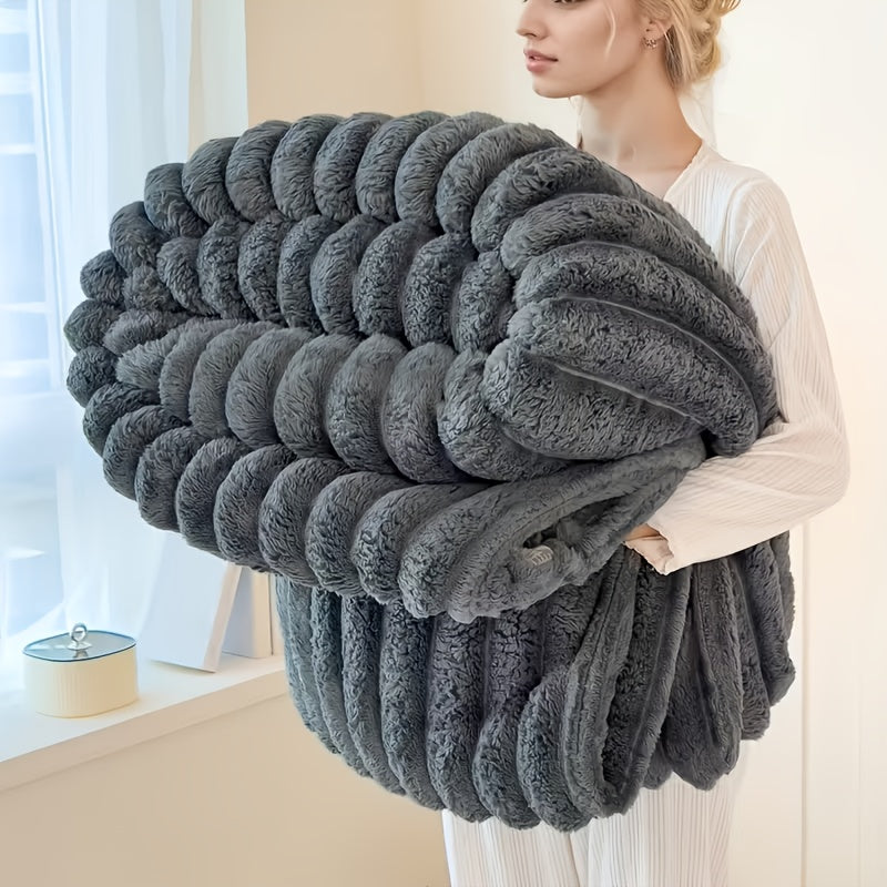 1pc Blanket Soft And Comfortable, Imitation Rabbit Fur Double-Sided Blanket Warm Fleece Blanket Nap Blanket Air-Conditioning Blanket Office Outdoor Camping Gift Blanket for All Seasons