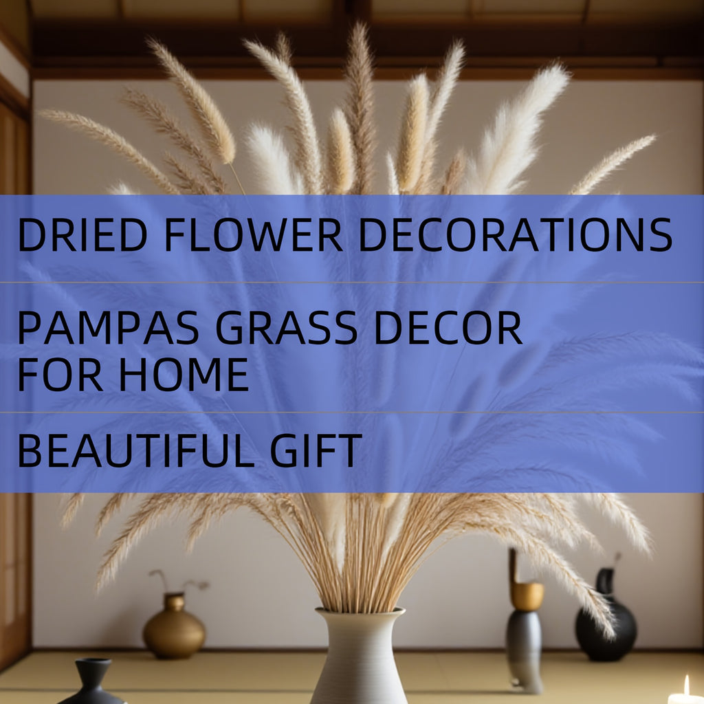 [Rustic Modern] 130pcs Pampas Grass Bouquet | Dried Flower Decor with Rye Grass for Wedding Welcome Sign Accents And Home Kitchen Island Decor