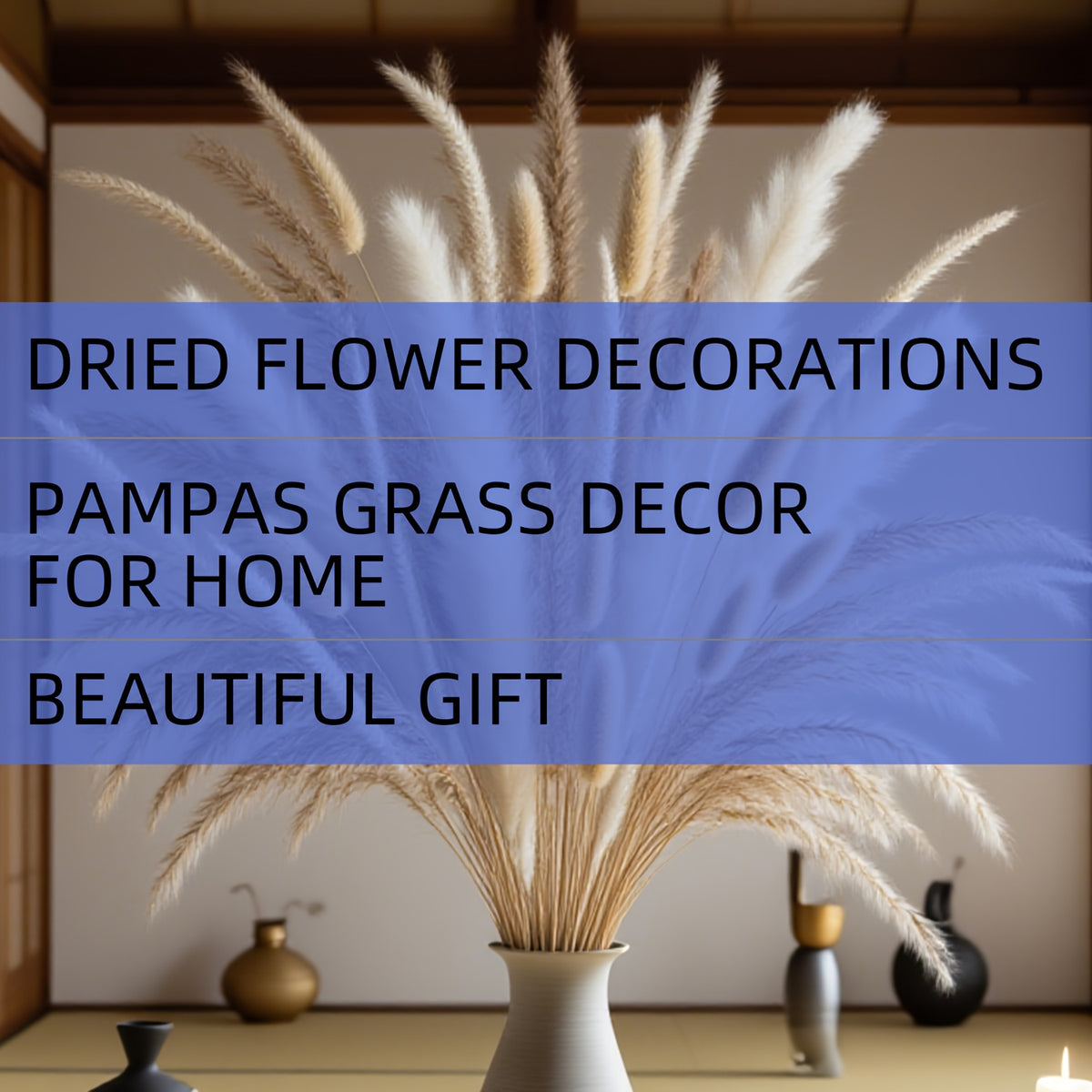 [Rustic Modern] 130pcs Pampas Grass Bouquet | Dried Flower Decor with Rye Grass for Wedding Welcome Sign Accents And Home Kitchen Island Decor