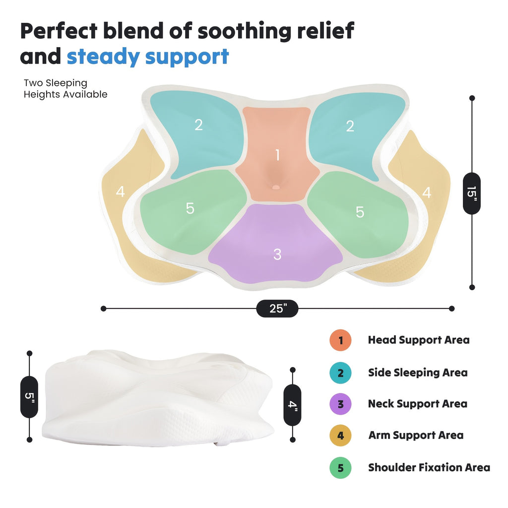 Cervical Neck Pillow, Ergonomic Contour Neck Pillows, Memory Foam Bed Pillow For Side Back Stomach Sleeper, Neck Pillow With Pillowcase