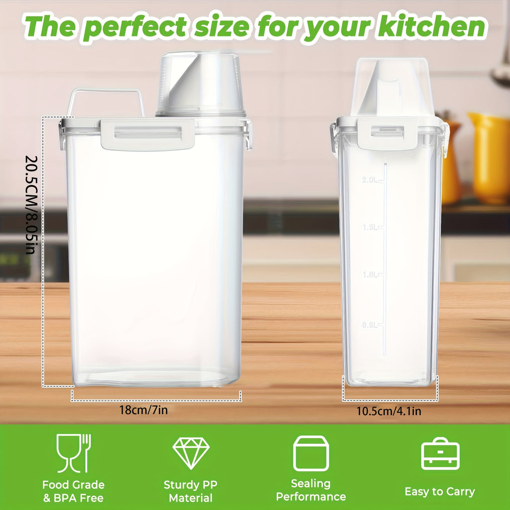 4pcs (3L/102oz) Extra Large Airtight Storage Containers | BPA-Free Plastic, Clip-on Closure, Square Shape, Dishwasher Safe, Ideal for Grain, Nuts, Rice Storage, Kitchen Organizers, Christmas Gift