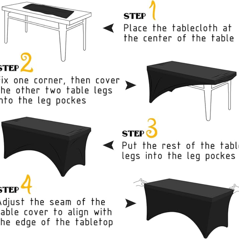 2/4/8/12 Pack Table Cloths 6FT Tablecloths Spandex Fitted Suitable For Rectangular Tables, Wrinkle Resistant Elastic Tablecloth, Ultimate Desktop Protective Cover, Suit For Parties, Trade Exhibitions, Mothers Day, Weddings Decor Kitchen