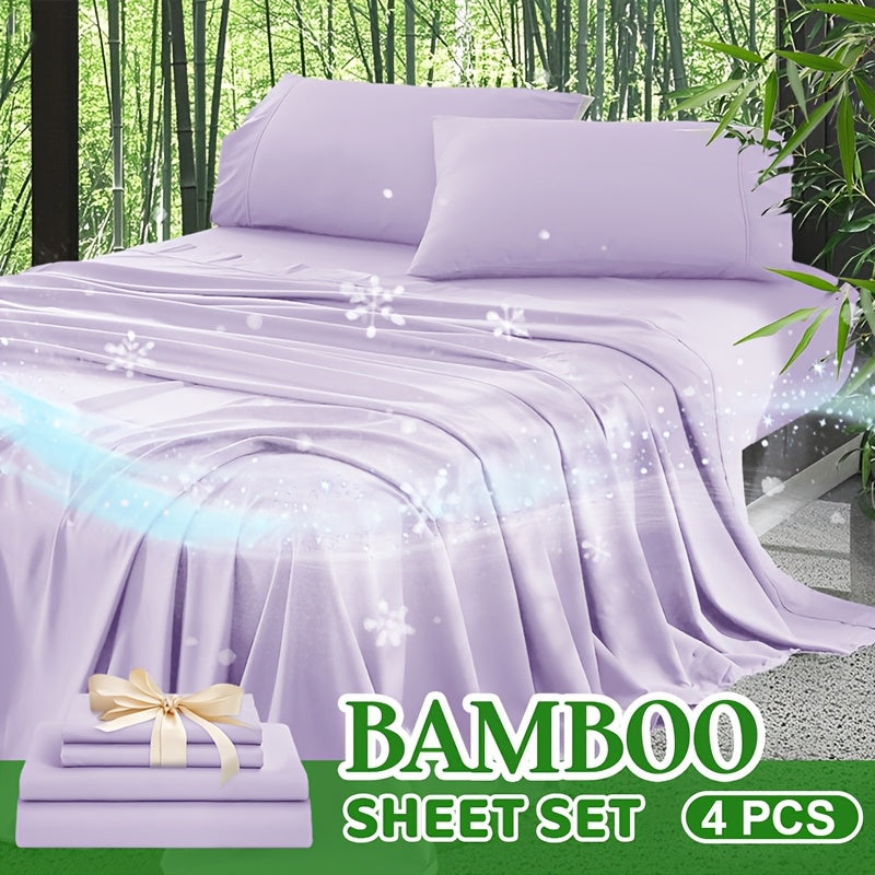 [2000TC Bamboo Sheet Set]Cooling Bamboo Bed Sheet Set - Ultra Soft And Comfortable Summer Queen Size Sheet Set-Deep Pocket Fits Up to 16"-Twin/Full/Queen/King-Fit for Hot Sleepers - Bamboo Kid's Sheet with 2 Pillowcases-All-Season Comfort-Best Gifts